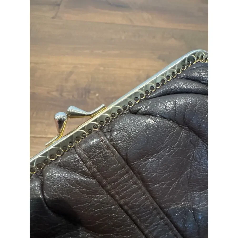 Vintage 90s French Parisian Lamb Skin Leather Wallet Brown Women's